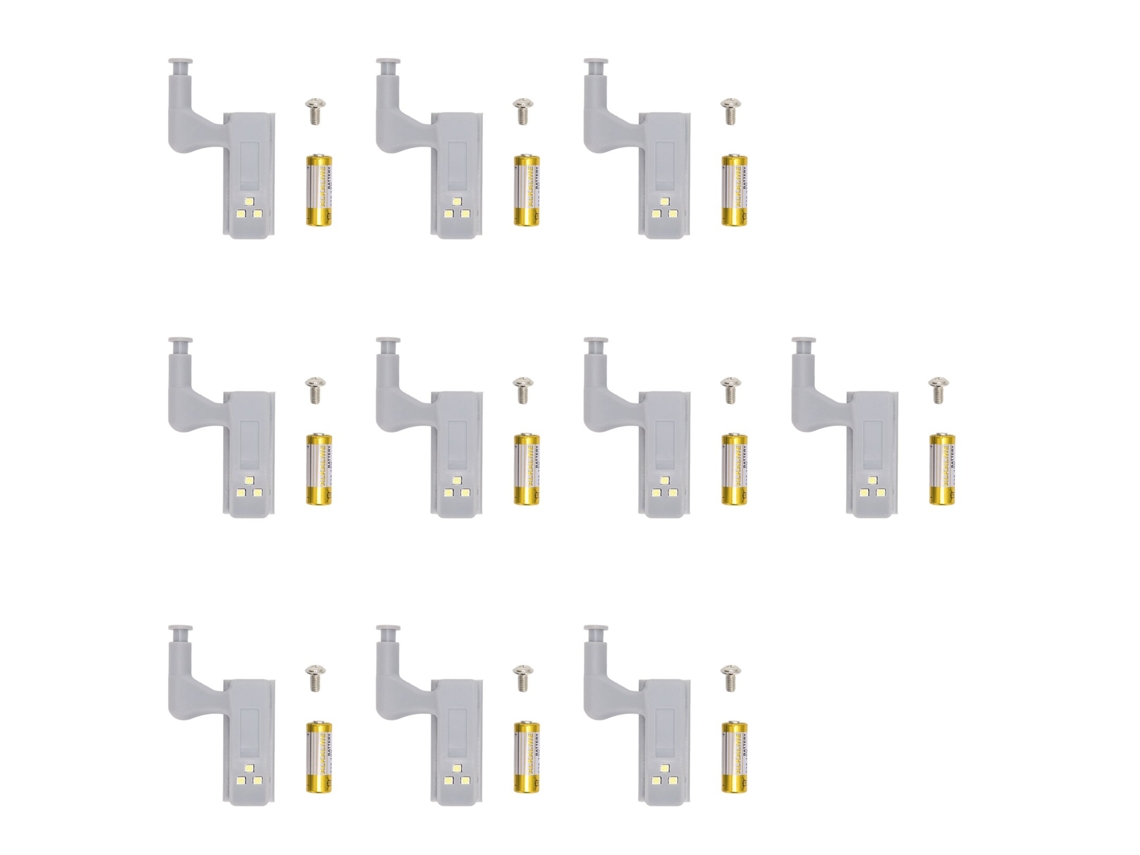 10 conjuntos lâmpada LED de dobradiça ABS alta luminosidade 3 pérolas para armário wardrobe luz branca | S/MARCA