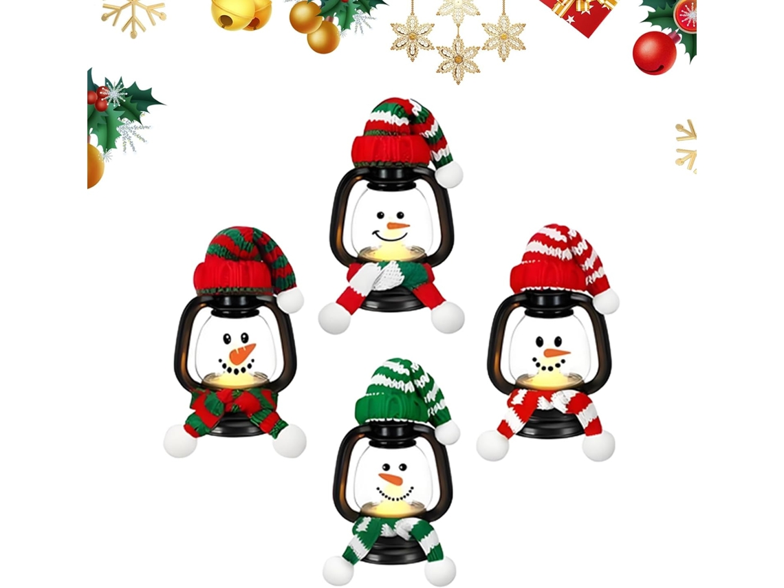 Lanterna De Natal 2025 - Decoração De Mesa Com Pequeno Boneco De Neve |