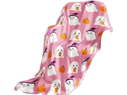 Manta Preta de Halloween Syjym com Estampa Abóbora Fantasma e Morcego em Flanela Ideal para Sofá, Macio, Quent