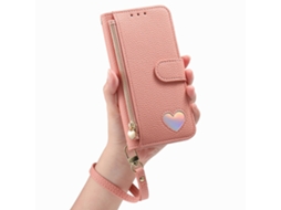 Capa Chrui Para Samsung Galaxy S26 Plus, Modelo Carteira Com Aba Transversal, Design De Coração (compatível, Rosa)