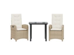 Maison Exclusive - 3 Pcs Conjunto De Jantar P/ Jardim Com Almofadões Vime Pe Bege