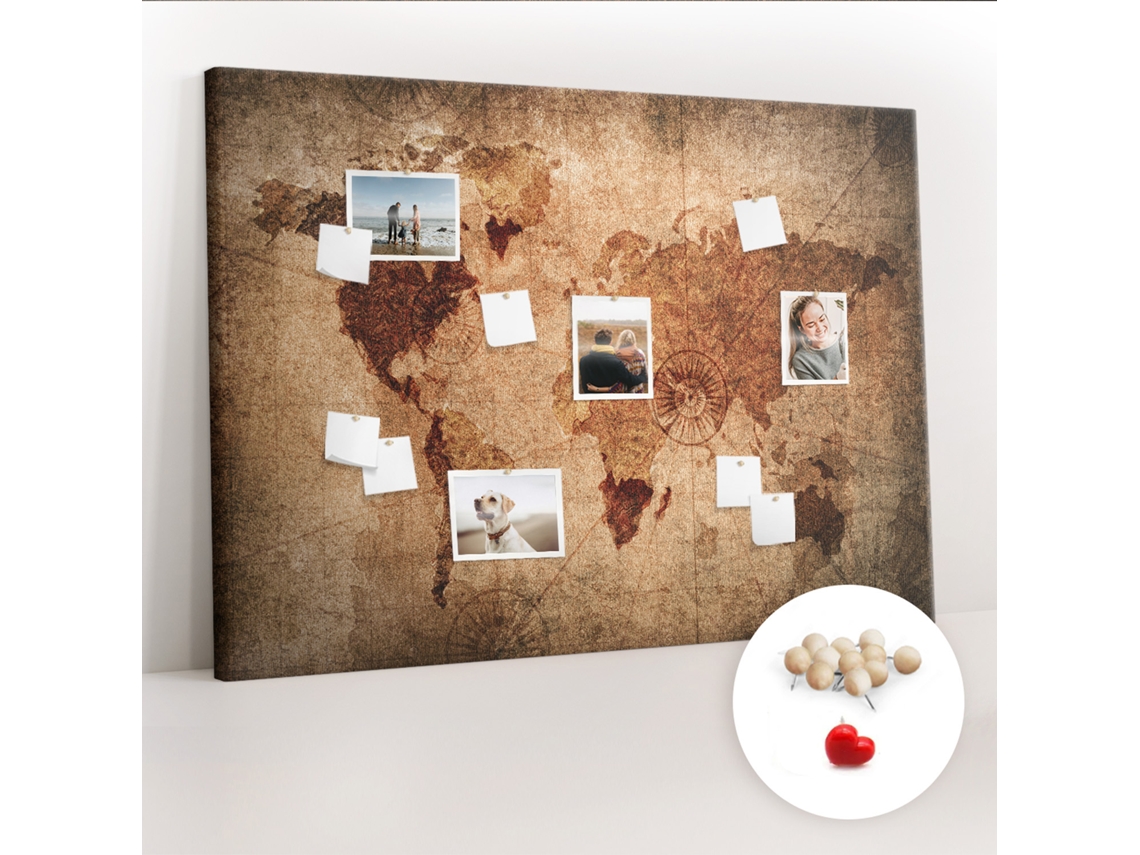 Lousa De Cortiça Mapa-múndi Antigo Para O Quarto Das Crianças Espelharte (140x100 Cm)