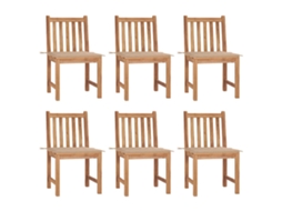 Vidaxl Cadeiras De Jardim 6 Pcs C/ Almofadões Madeira De Teca Maciça