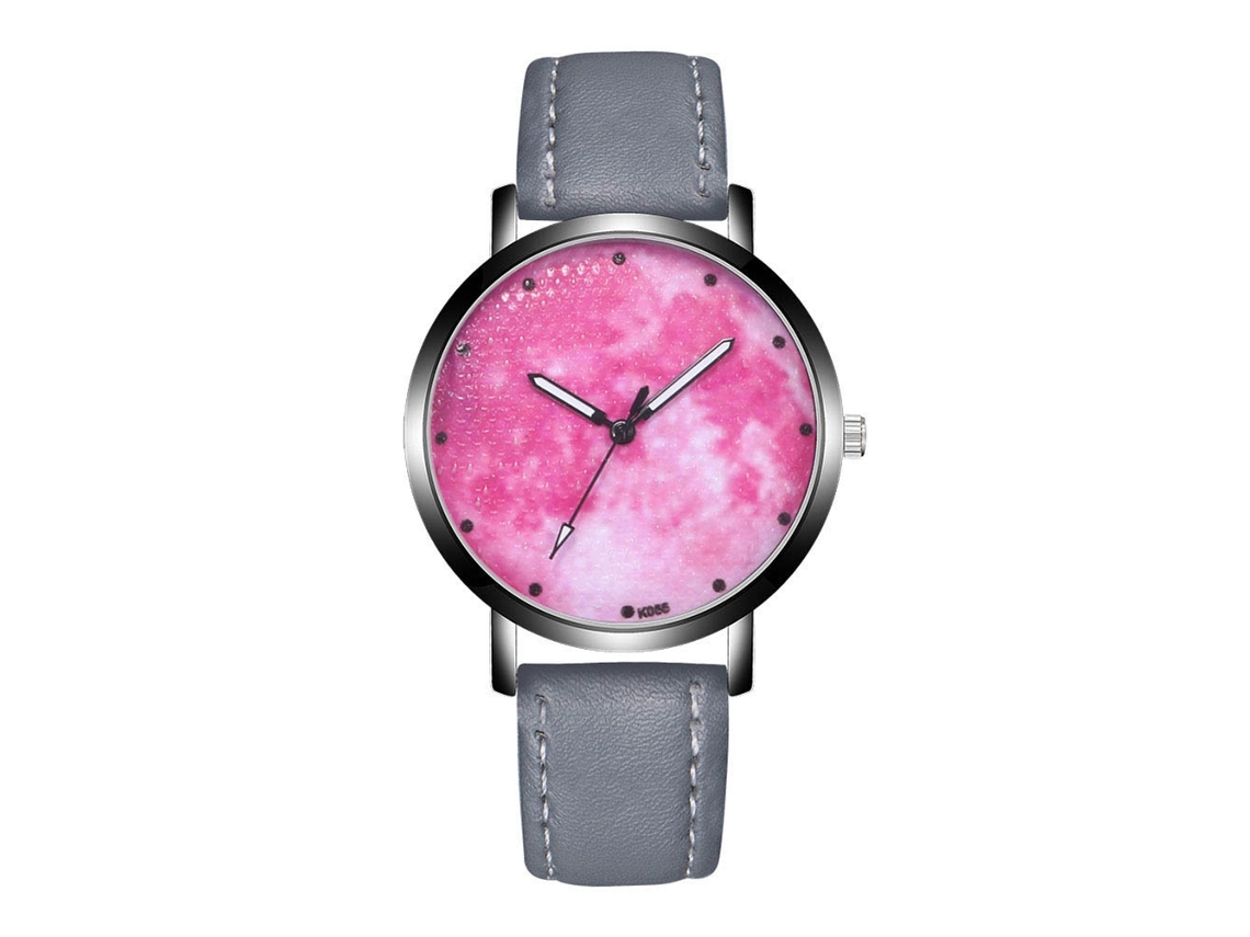 Relógio Analógico de Quartzo Feminino Pulseira Pu Cinza Ideal Uso Diário