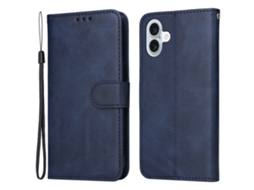Capa Em Couro Pu Textura De Gémeo, Magnética Para Apple Iphone 16 Plus - Azul