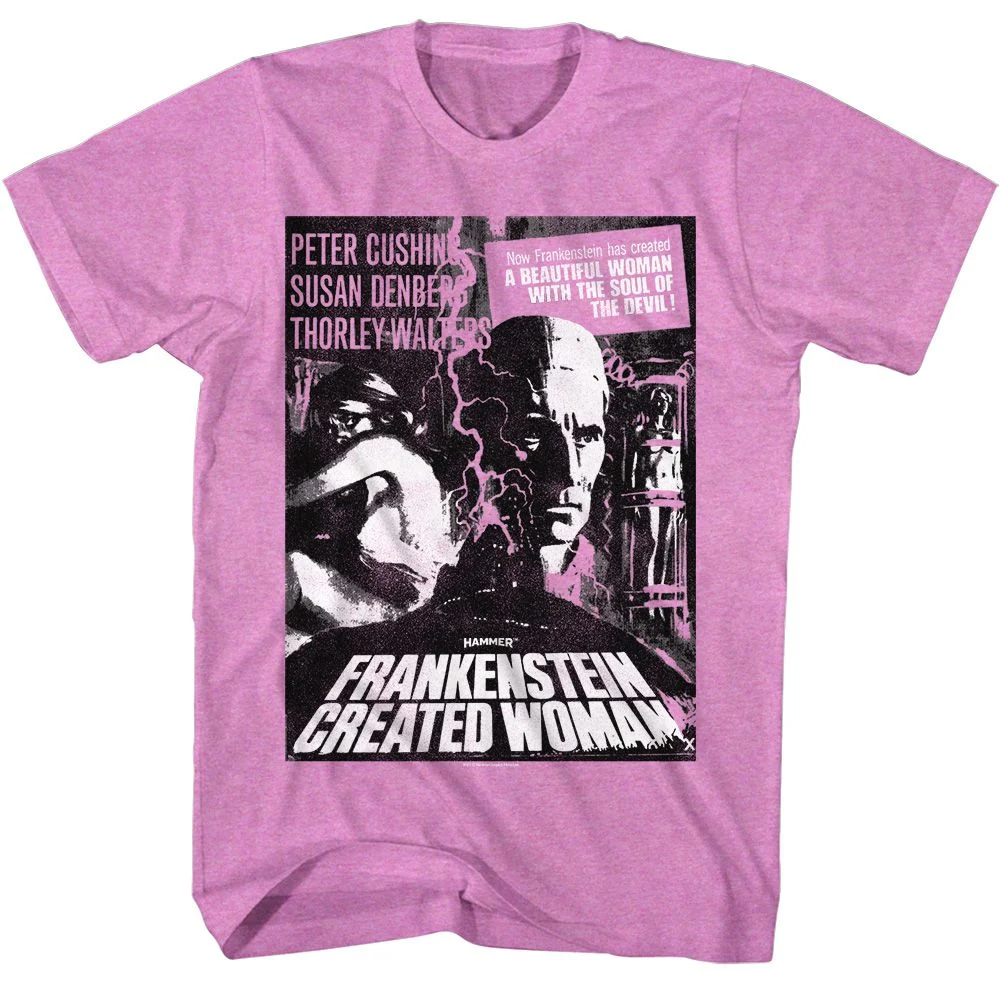 Rockinstone Horror Movies Frankenstein Woman Poster Heather Neon Purple Adult T-shirt Size:xxl