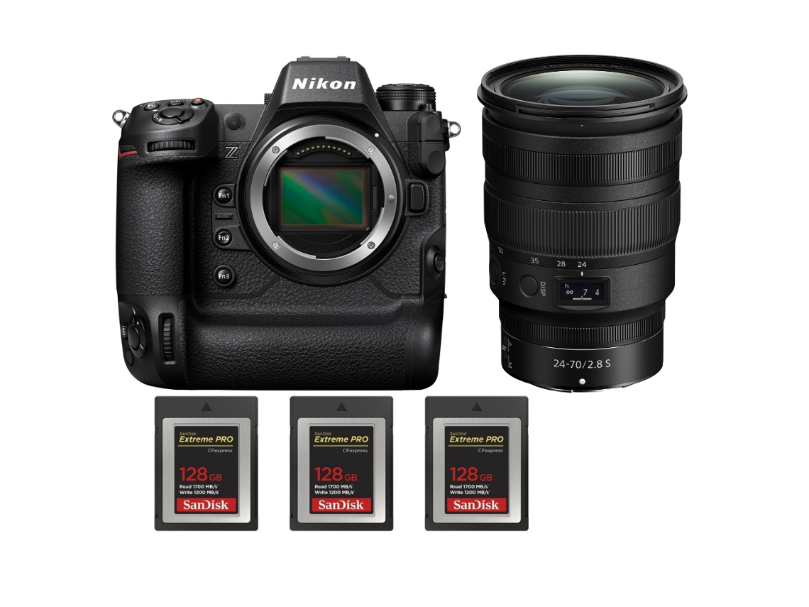 Z9 + Z 24 70mm F/2.8 S + 3 Sandisk 128gb Extreme Pro Cfexpress Type B Máquina Fotográfica Profissional + Ebook Pricedirect NIKON