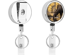 Porta Crachá Retrátil Rústico Com Desenho De Veado, Em Metal Resistente E Elegante, Com Cordão De Nylon De 68, 5cm 27