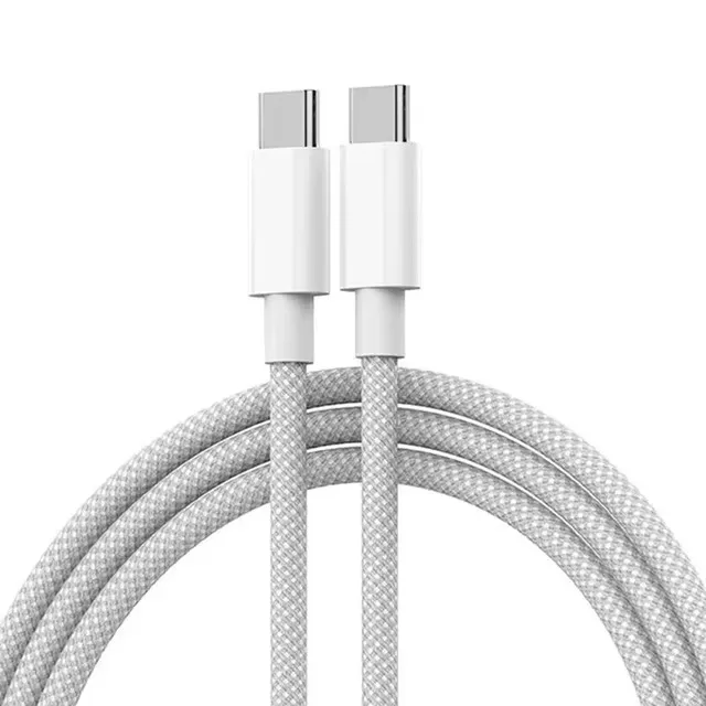Cabo Usb-c Trançado De 1 M (cinza) Para Carregamento Rápido De 60 W Com Pd, Duas Portas Tipo C.