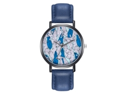 Relógio feminino de couro, estilo simples, azul, modelo Zlf0214-h, com mecanismo de quartzo.