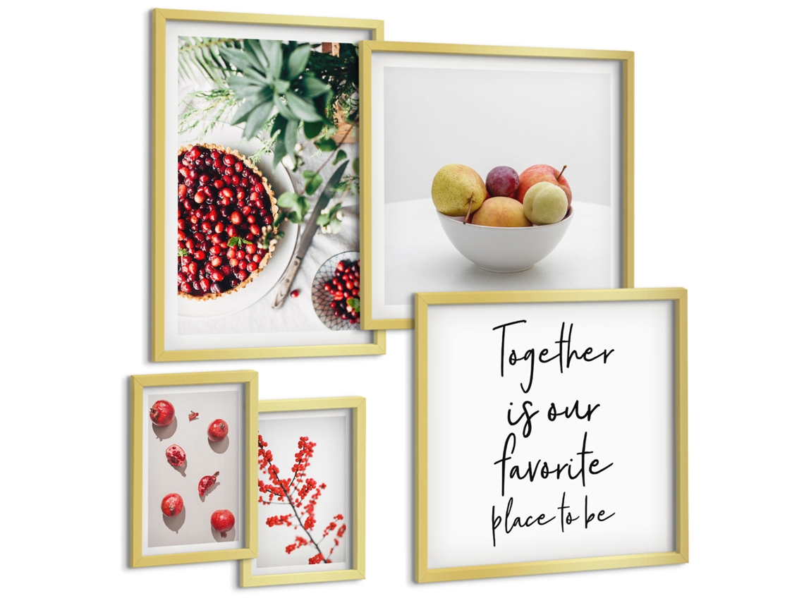 Conjunto De Pinturas Composições Frutadas Vegetais Espelharte (5 Peças)