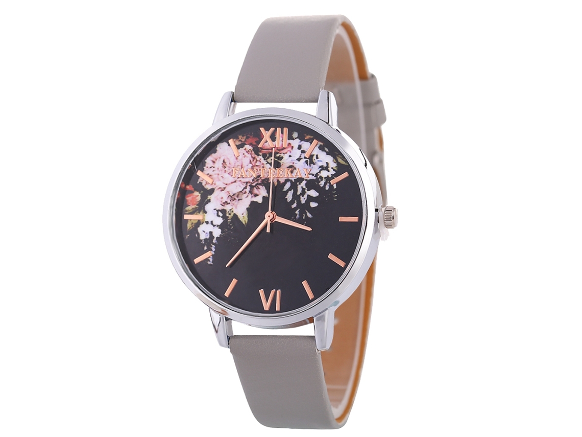 Relógio de Pulso Casual Estilo Coreano Feminino Zlf0532 c Pulseira de Couro Cinza