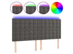 Cabeceira com Led Veludo Cinza Escuro MAISON EXCLUSIVE (180x5x118 cm)