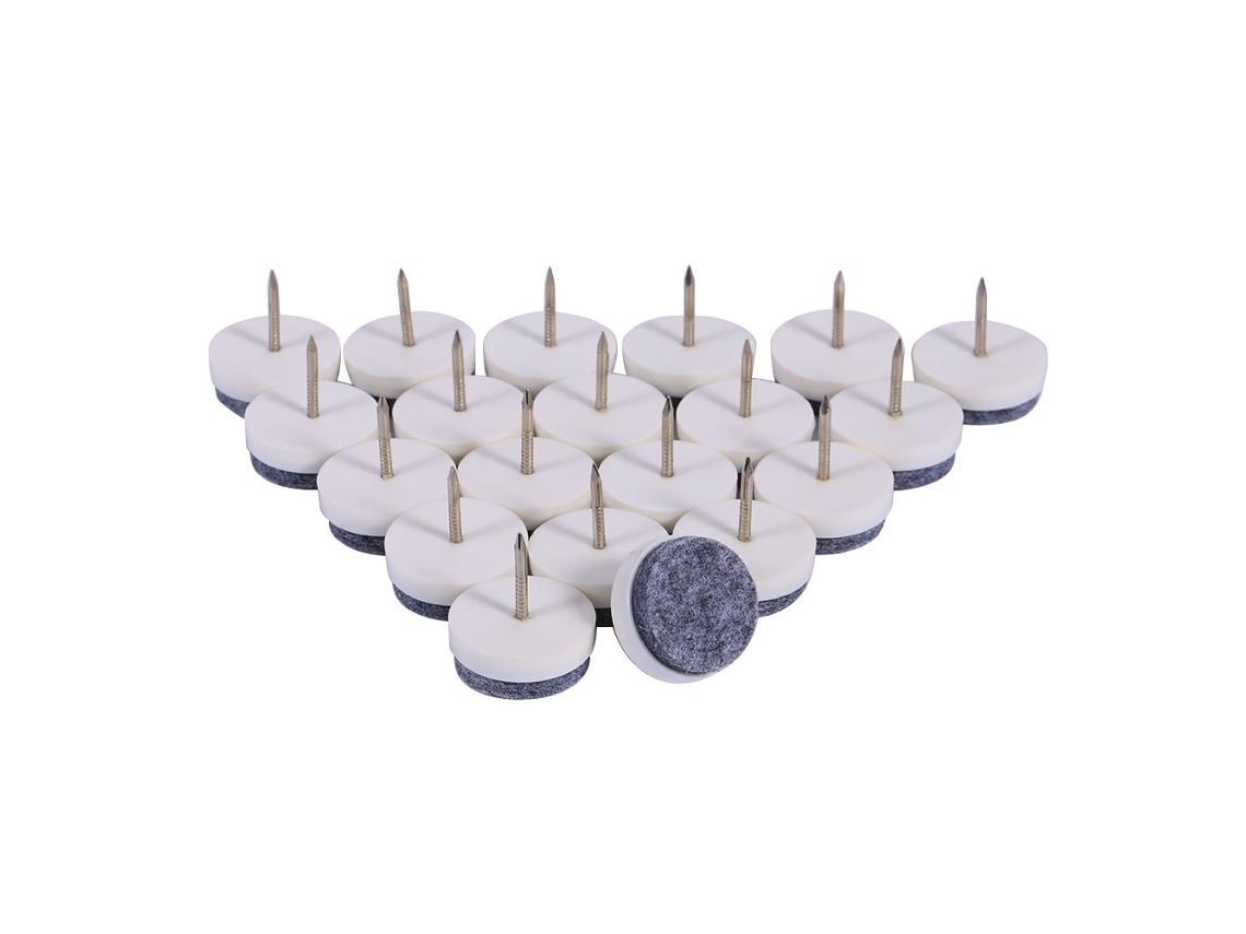 Almofadas de feltro para os pés em movimento (pacote com 20 unidades, 28 mm, brancas)