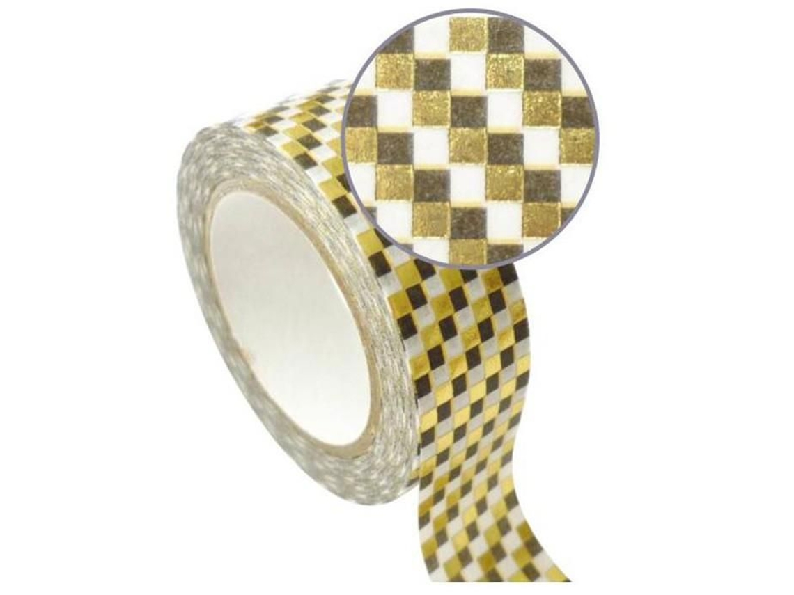 Fita Adesiva, Mascaramento 1,5 Cm X 10 M, Damier, Dourada