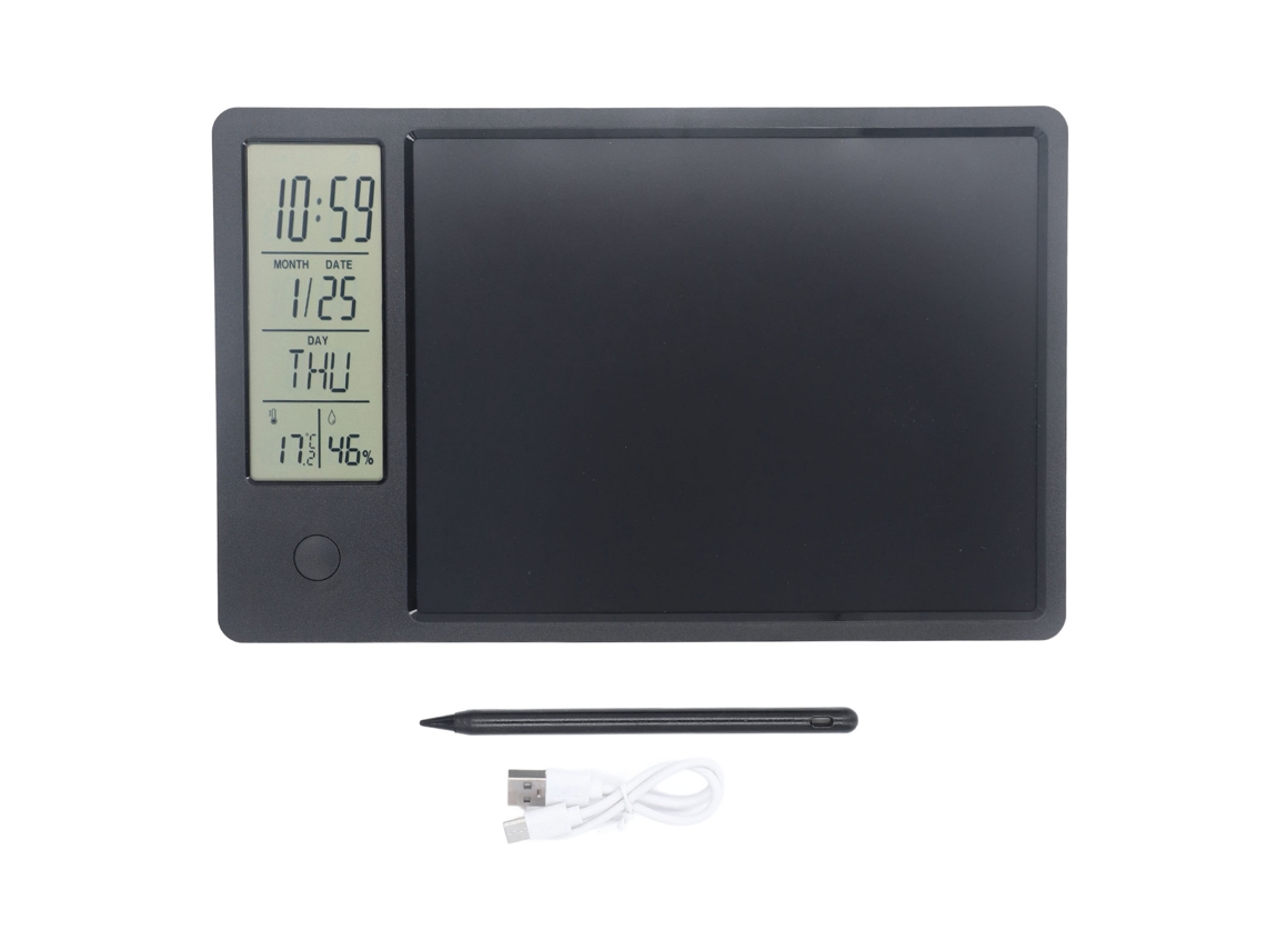Quadro de calendário eletrônico ATS com luz multifuncional e bloco de notas LCD para mesa branca.