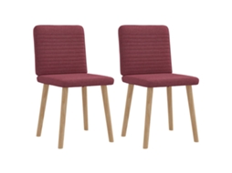 Vidaxl Cadeiras De Jantar 2 Pcs Tecido Vermelho Tinto