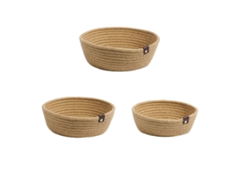 Kit de 3 Cestas de Armazenamento em Corda de Algodão e Linho para Organização de Mesa S/MARCA