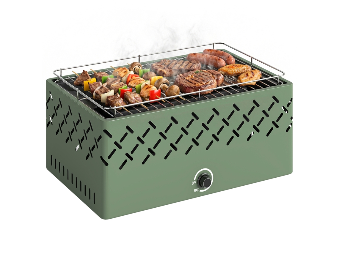 Churrasqueira Portátil A Carbone Com Ventilatore Integrato Per Esterni, Verde Chiaro