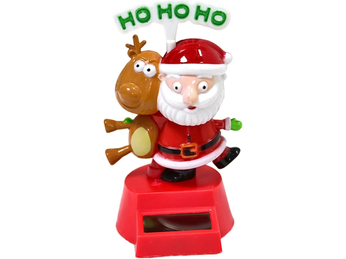 Enfeite Para Painel De Carro, Estatueta De Papai Noel Com Veado Animado Movido A Energia Solar