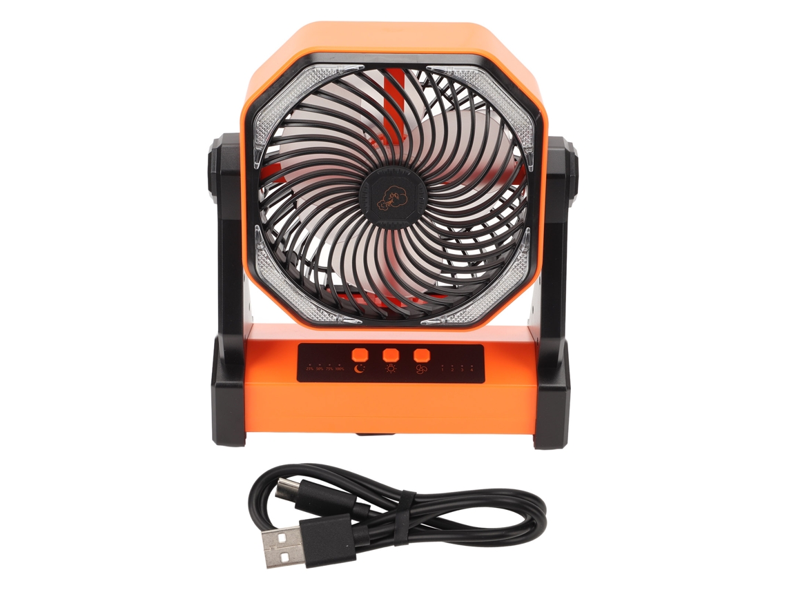 Ventilador de camping recarregável 20000mAh com lanterna LED e 4 níveis de ventilação