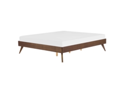 Cama de Casal BELIANI Berric de Mdf Freixo Escuro 160x200