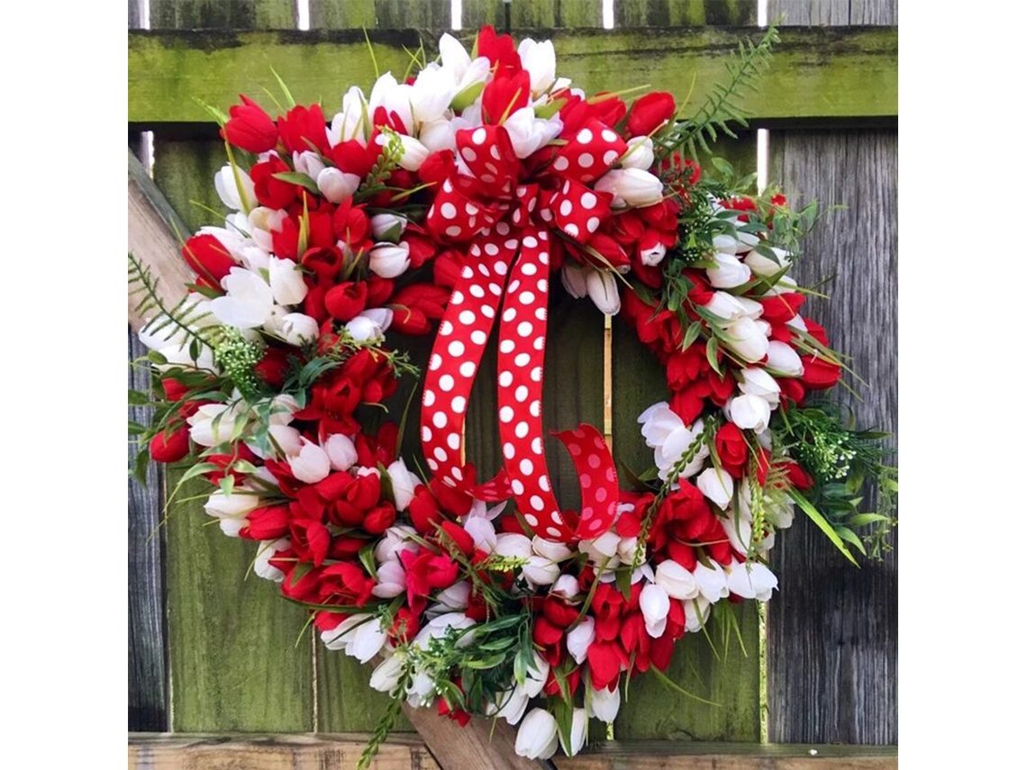 Laxiscreed Guirlanda De Flores Artificiais Para Portas, Decoração Para Dia Dos Namorados E Mãe, 40cm