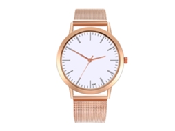 Relógio Analógico de Quartzo com Pulseira de Malha Simples Elegante Casual Rose Gold