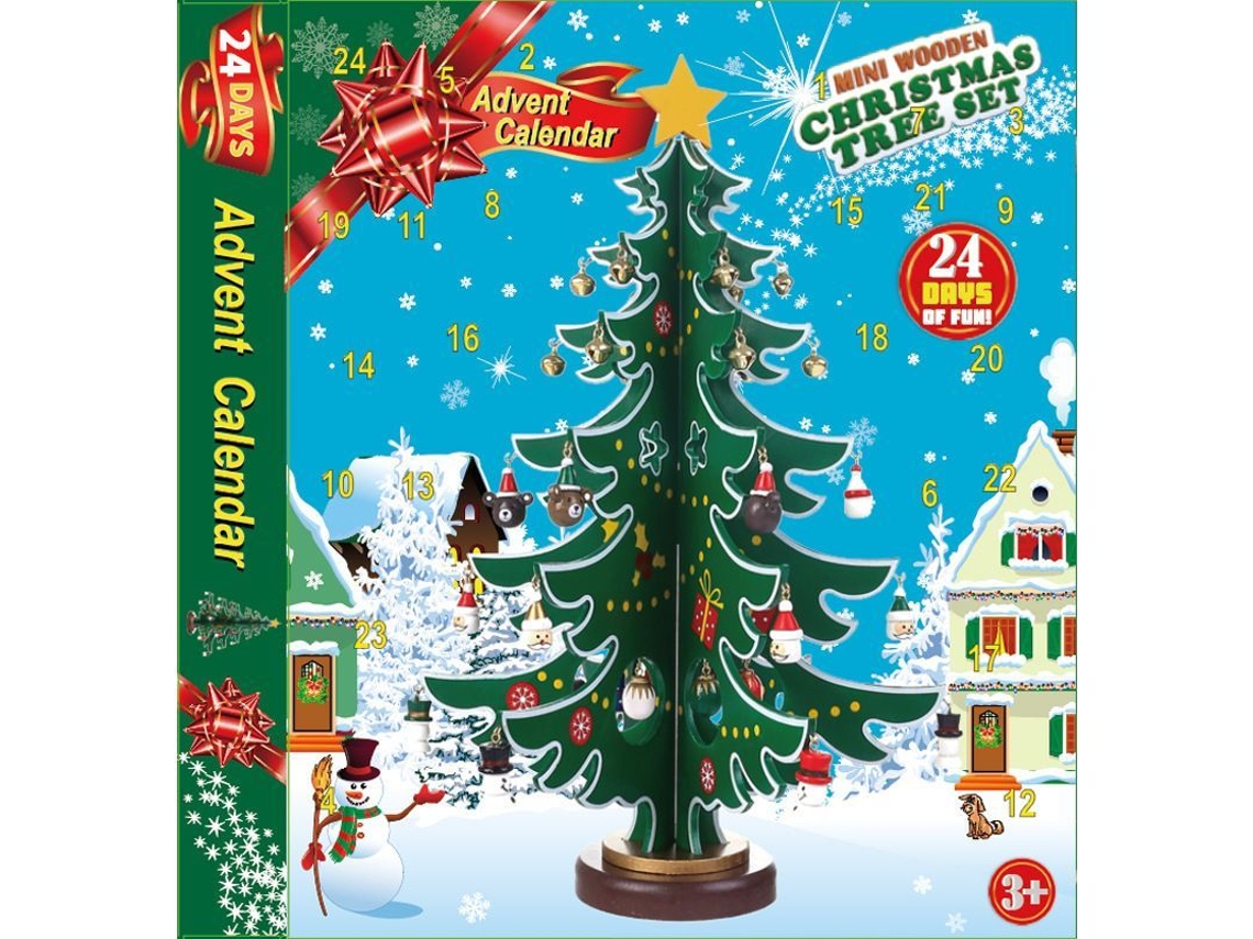 Calendário De Advento De Natal 2024, 24 Dias Com Árvore De Natal E 24 Decorações, 36cm