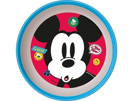 Prato Culinário Tataway Bol Em Plástico Azul E Branco Disney Mickey Mouse Para Crianças Com Base Antiderrapante
