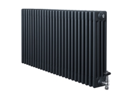 Radiador Tradicional 4 Colunas 600x1190 Mm Cinza Antracite 1512w + Válvulas Termostáticas Cromadas – Aço Carbono,