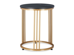 Mesa De Apoio Relaxdays Marmo, Para Sala, Metal E Mdf, Mesa De Sofá Redonda Hxd: 51 X 41 Cm, Preto/dourado