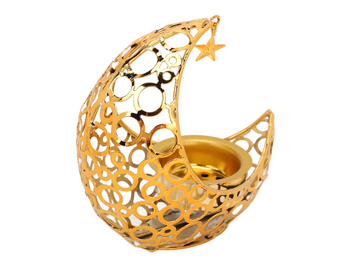 Suporte De Vela De Arte Formato Lua Dourada