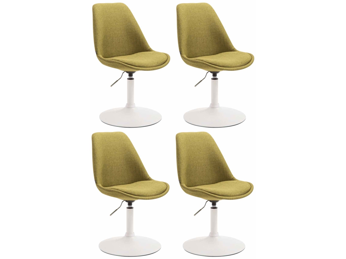 Conjunto de 4 cadeiras de jantar em tecido Maverick verde/branco CLP