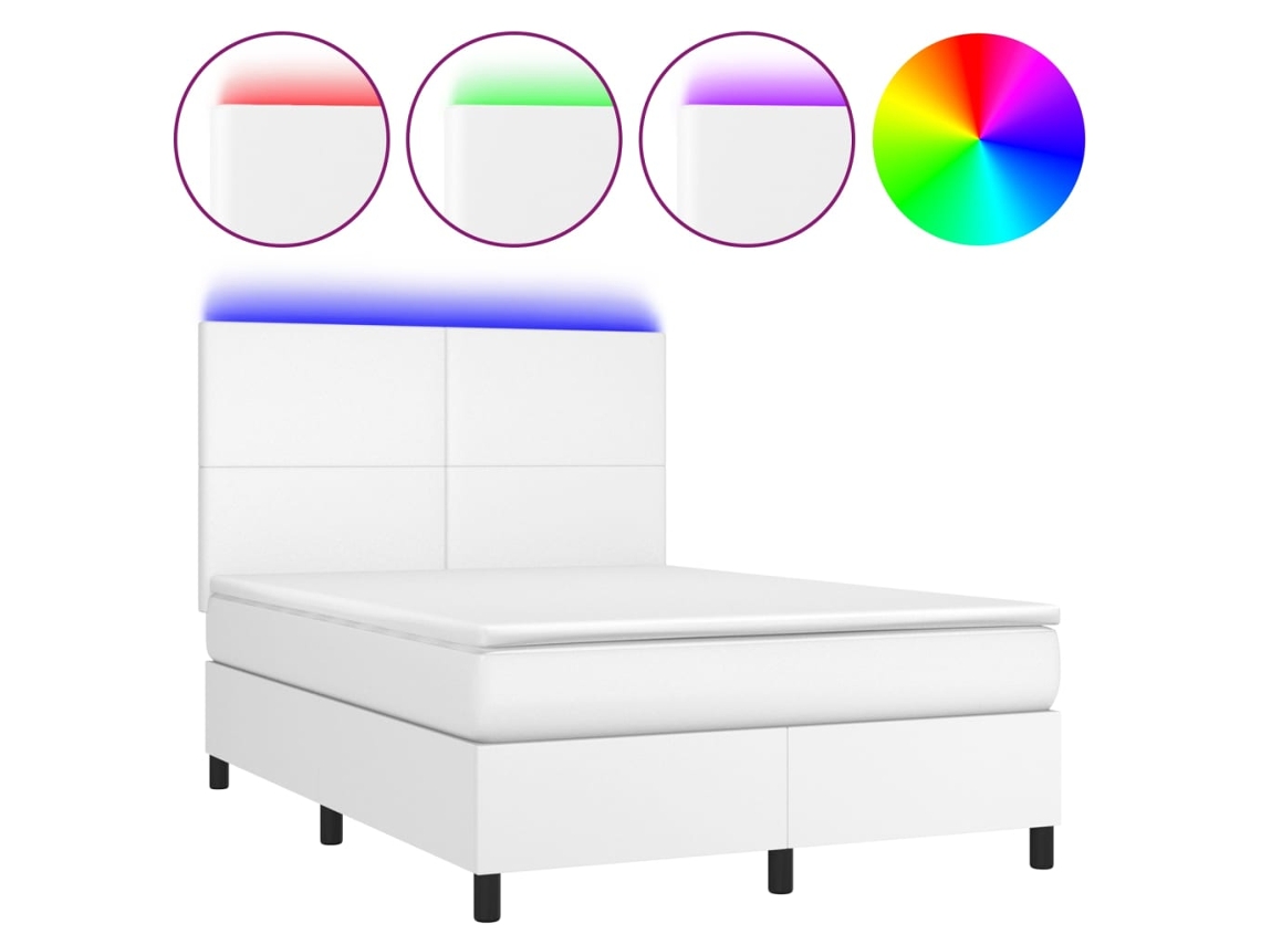 Box Spring Bed, Box Spring Beds Vidaxl Branco Couro Artificial (140 X 190 Cm)