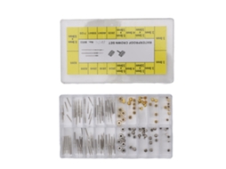 Kit de Reparo de Relógio 140 Peças com Extensores de Haste e Coroas em Cobre e Aço Inoxidável
