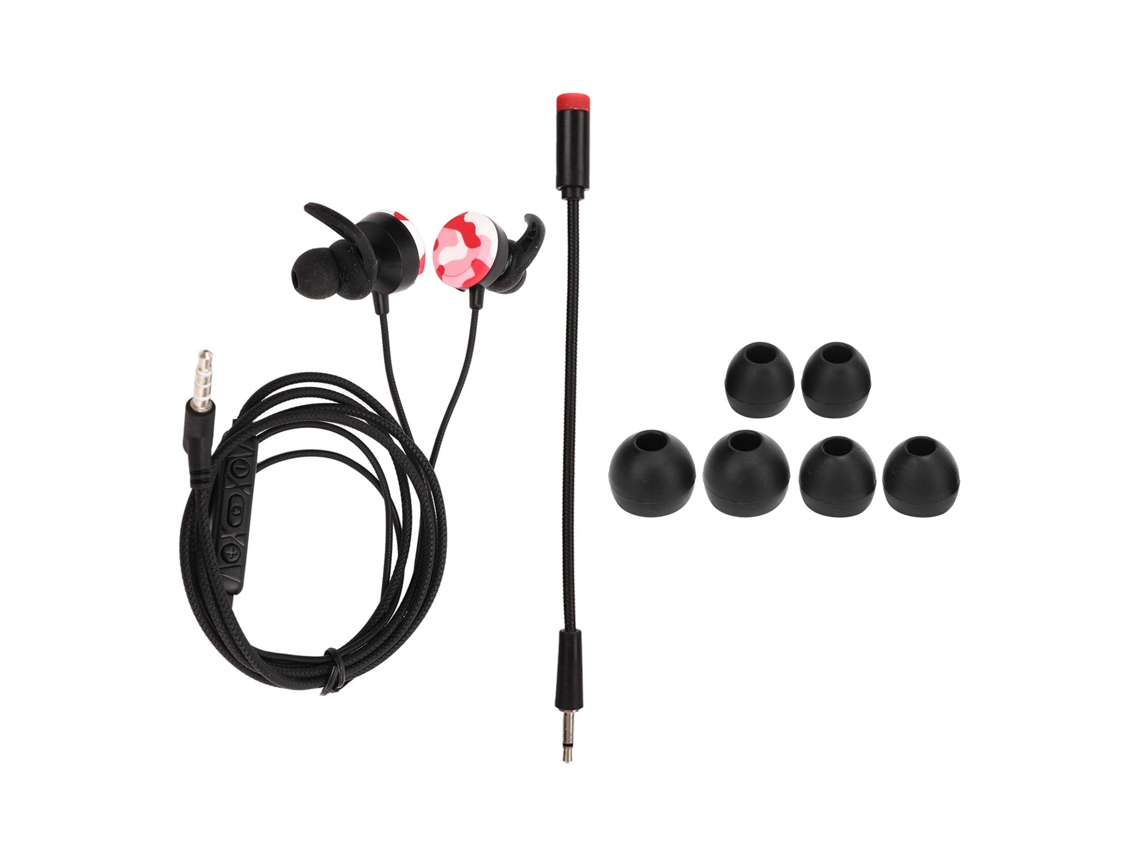 Fones de Ouvido com Cabo 3.5mm, Microfone, Alta Sensibilidade, Vermelho, 1.2m S/MARCA