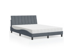 Vidaxl Cama Com Colchão Hanko 140x200 Cm Veludo Cinzento-escuro