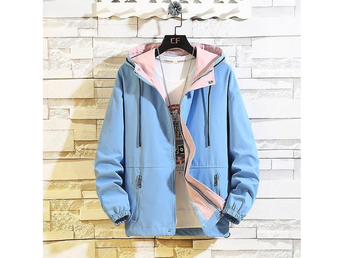 Rebe-chaqueta Casual Hombre Primavera Otoño Bomber De Algodón Y Poliéster Con Cremallera Y Bolsillos Xl Cor Azul Céu