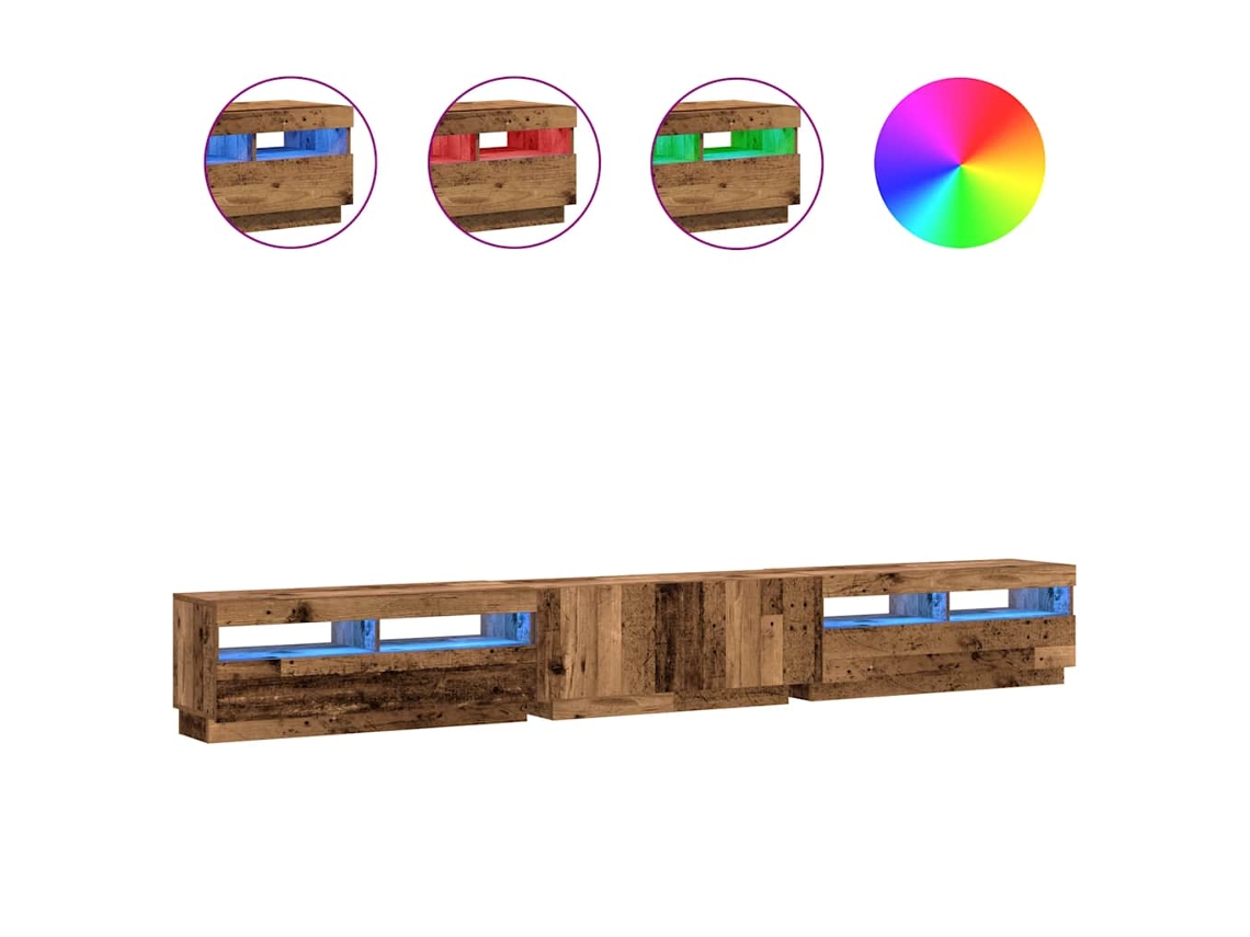 TV Móvel com Luzes LED Derivadas da Madeira Madeira Velha MAISON EXCLUSIVE