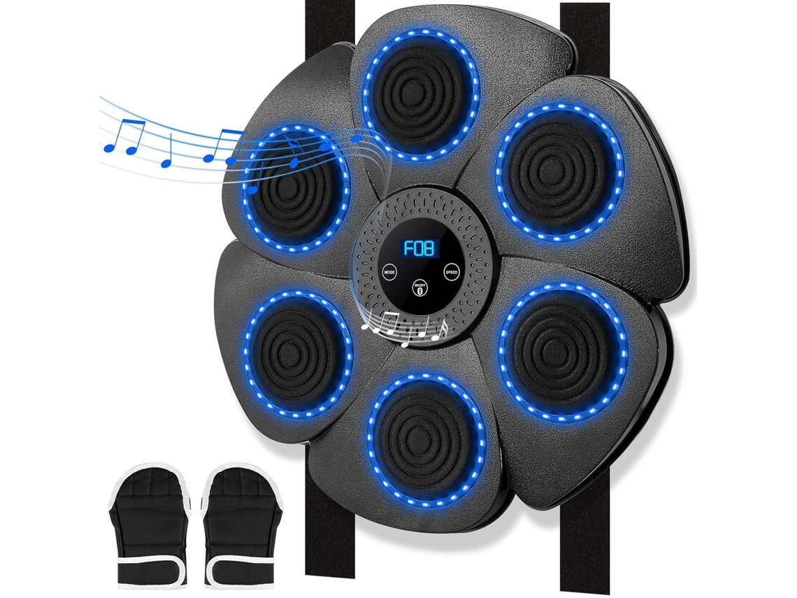 Máquina De Boxe Chrui Música, Bluetooth Inteligente Para Montagem Na Parede Com Luvas De Boxe (preta)