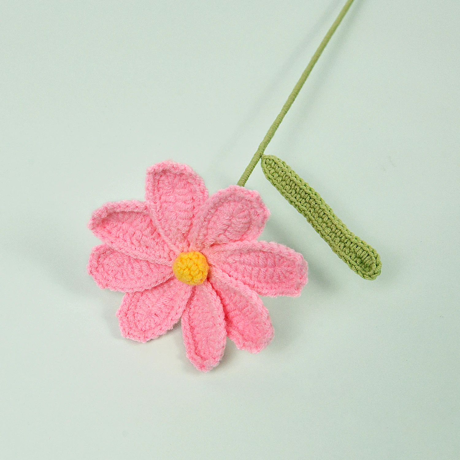 (rosa - 1 Peça) Ramo De Flor De Crochê, Flor Tricotada Em Crochê, Ideal Para Entusiastas De Trabalhos Manuais, Um Presente Perfeito.