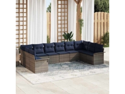 Vidaxl Conjunto De Sofá De Jardim 10 Unid. Cinzento-claro Vime Pe