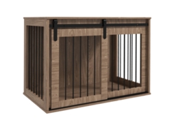 Gaiola para Cão S/MARCA (Madeira, 98x58x61cm, trancável, Design Rústico, Nogueira, Preto)