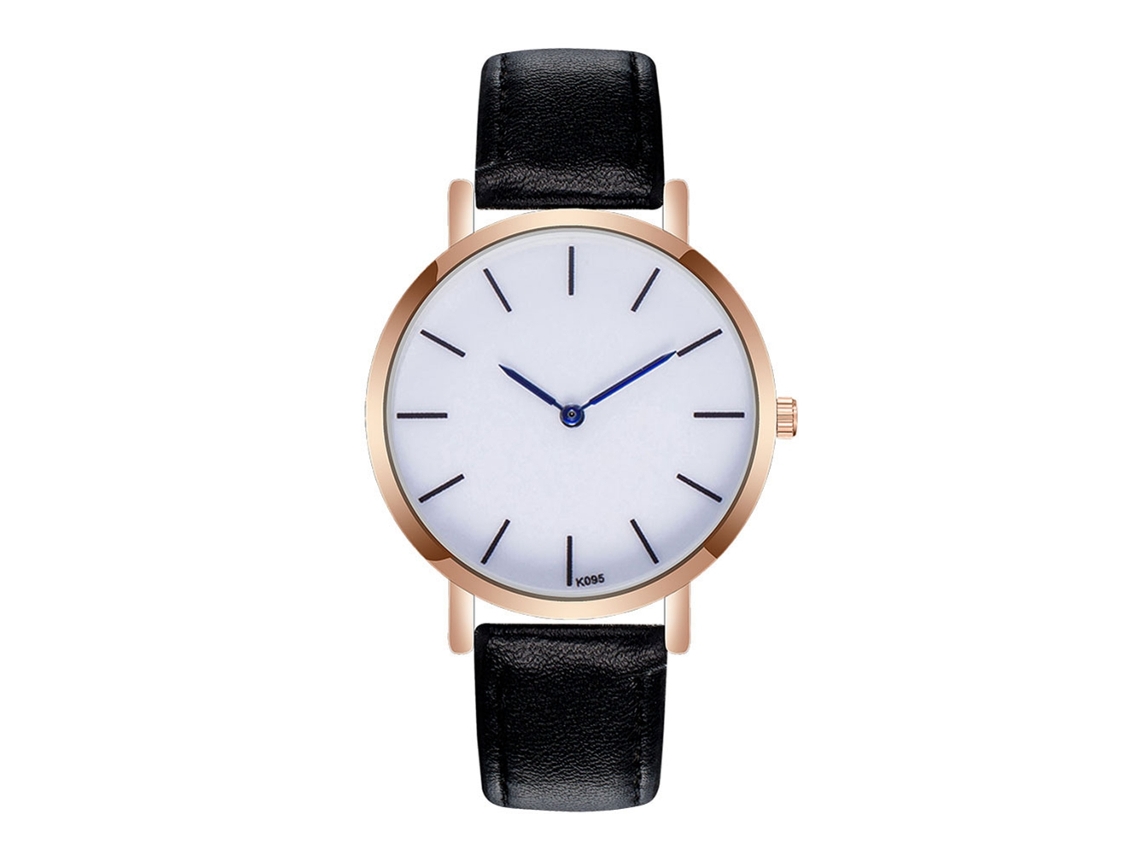 Reloj De Cuarzo Para Hombre Con Correa De Cuero Pu, Dial Escalado Y Puntero Azul, Negro