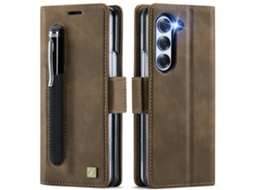 Capa Protetora Flip Para Celular Com Slot Para Cartão Simmarrom - Samsung Z Fold6