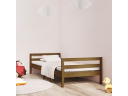 Estrutura De Cama 75x190cm Madeira De Pinho Maciça Castanho Mel