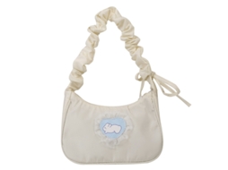 Bolsa de ombro com cordão feminina, nylon, estilo sacola, pregas, alça transversal AQUAFORGE