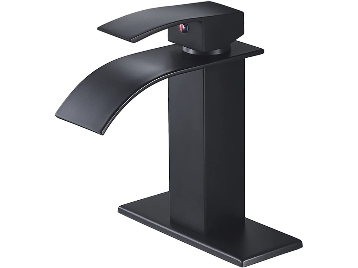 Torneira De Banheiro Preta Tipo Cascata Com Alça Única E Furo Único Para Pia De Banheiro SUNNY SPACES