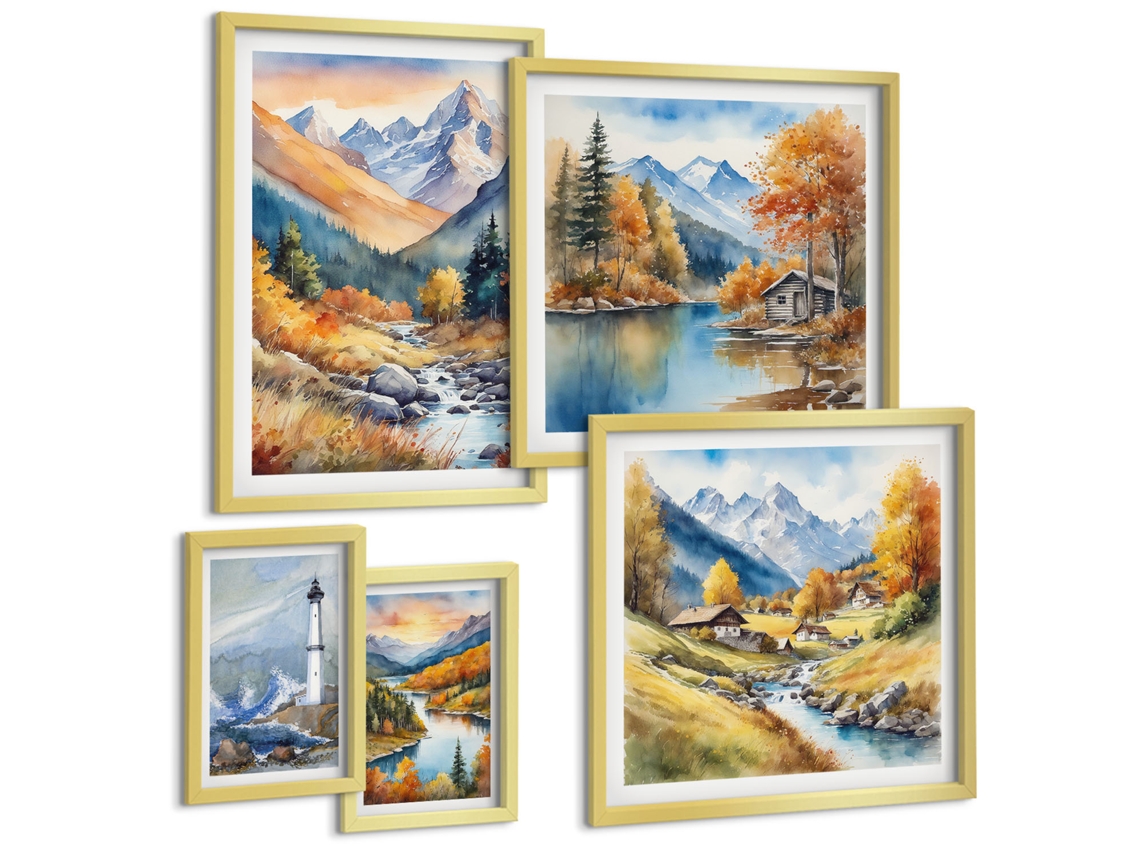 Conjunto De Pinturas Rios De Montanha Farol Espelharte (5 Peças)